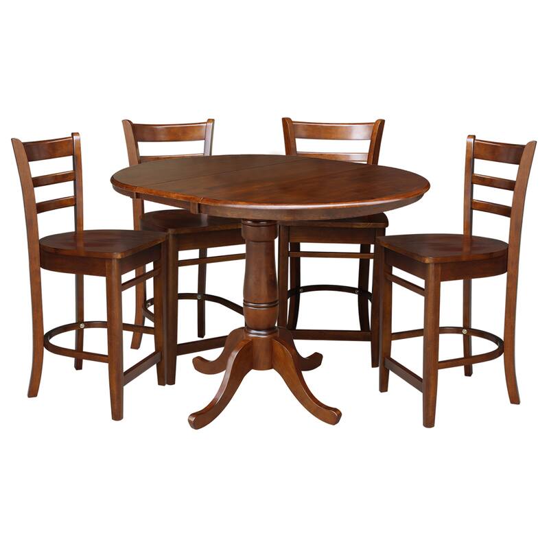 36" Round Extension Dining Table with 4 Stools 5 Piece Set On Sale
